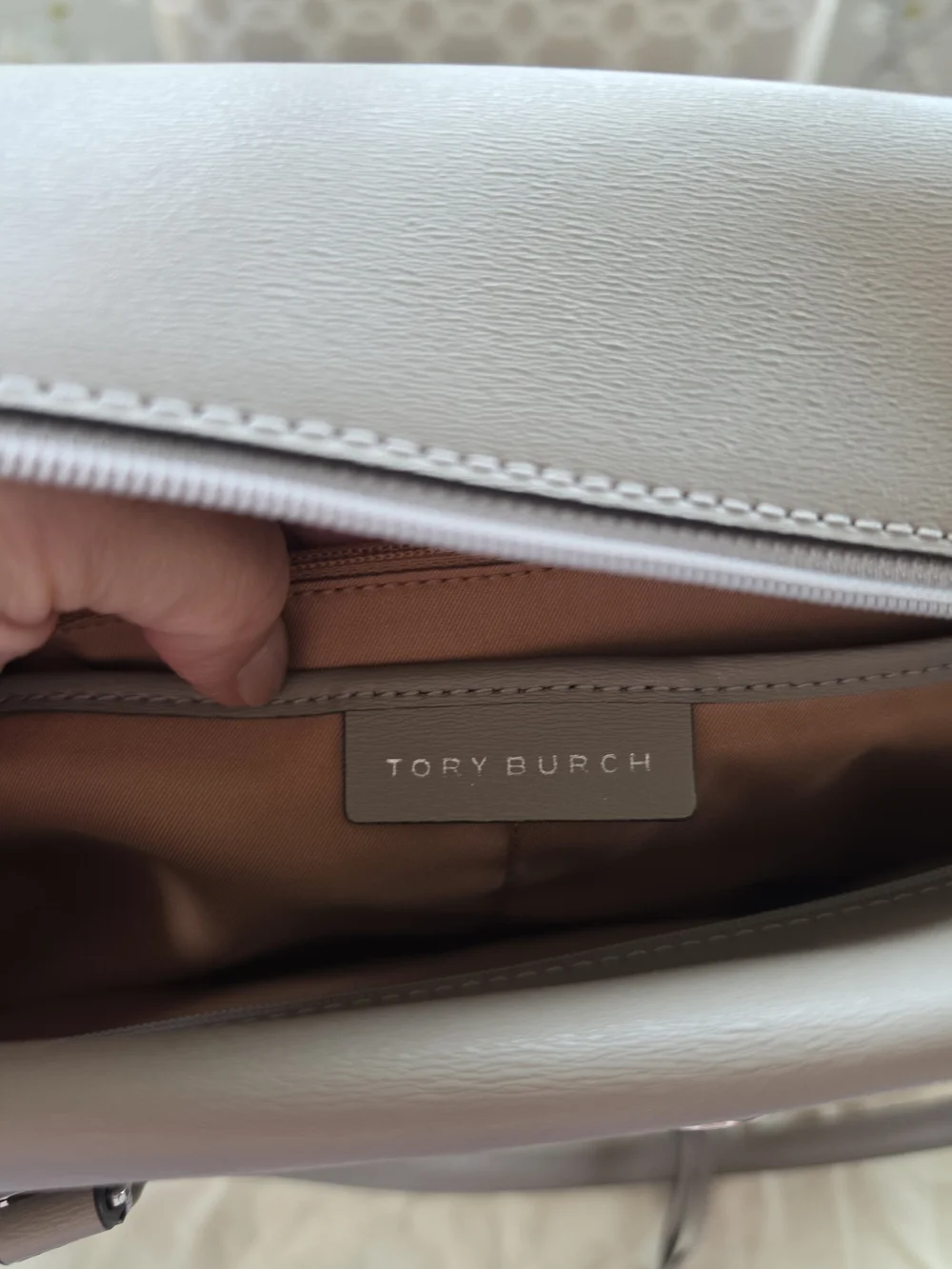 Tory Burch Ella Open-Top Tote in Light Gray